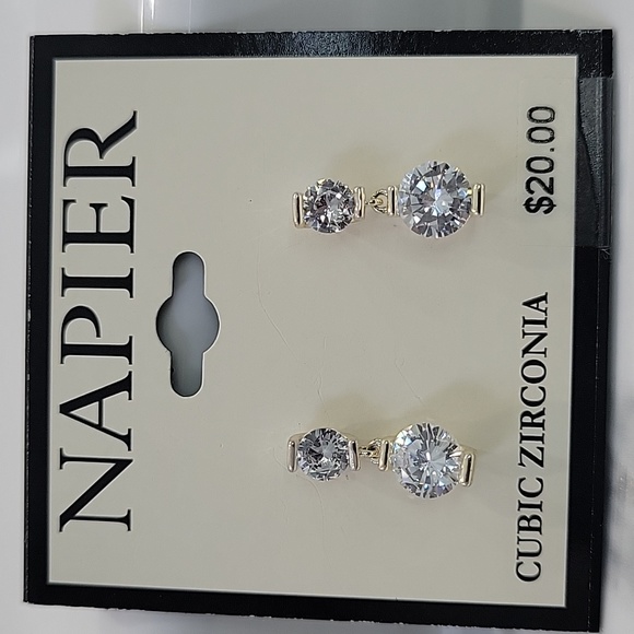 EARRING dangle silver color cubic zirconia NAPIER - Picture 7 of 7